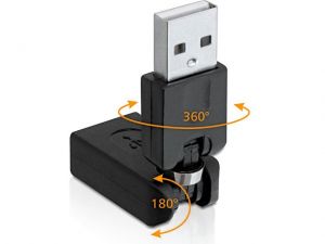 ADAPTER USB AM->USB AF KĄTOWY 360”/180” DELOCK