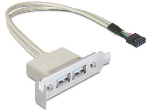 GNIAZDO USB 2.0 2X NA ŚLEDZIU LOW PROFILE DELOCK
