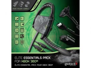 ZESTAW GIOTECK XBOX 360 ELITE ESSENTIALS PACK (SŁUCHAWKA EX-03, KABEL HDMI, BATERIA 800MAH, ŁAD.)