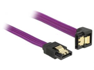 KABEL SATA DATA 100CM Z ZATRZASKAMI METALOWYMI PROSTO/DÓŁ PREMIUM DELOCK