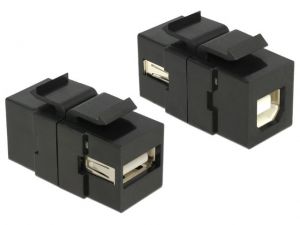 MODUŁ KEYSTONE GNIAZDO USB 2.0 A(F)->USB B(F) DO PUSZKI MONTAŻOWEJ BLACK DELOCK