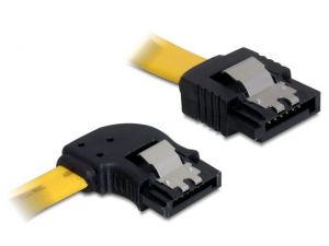 KABEL SATA DATA II 30CM Z ZATRZASKAMI METALOWYMI KĄTOWO LEWO/PROSTO DELOCK